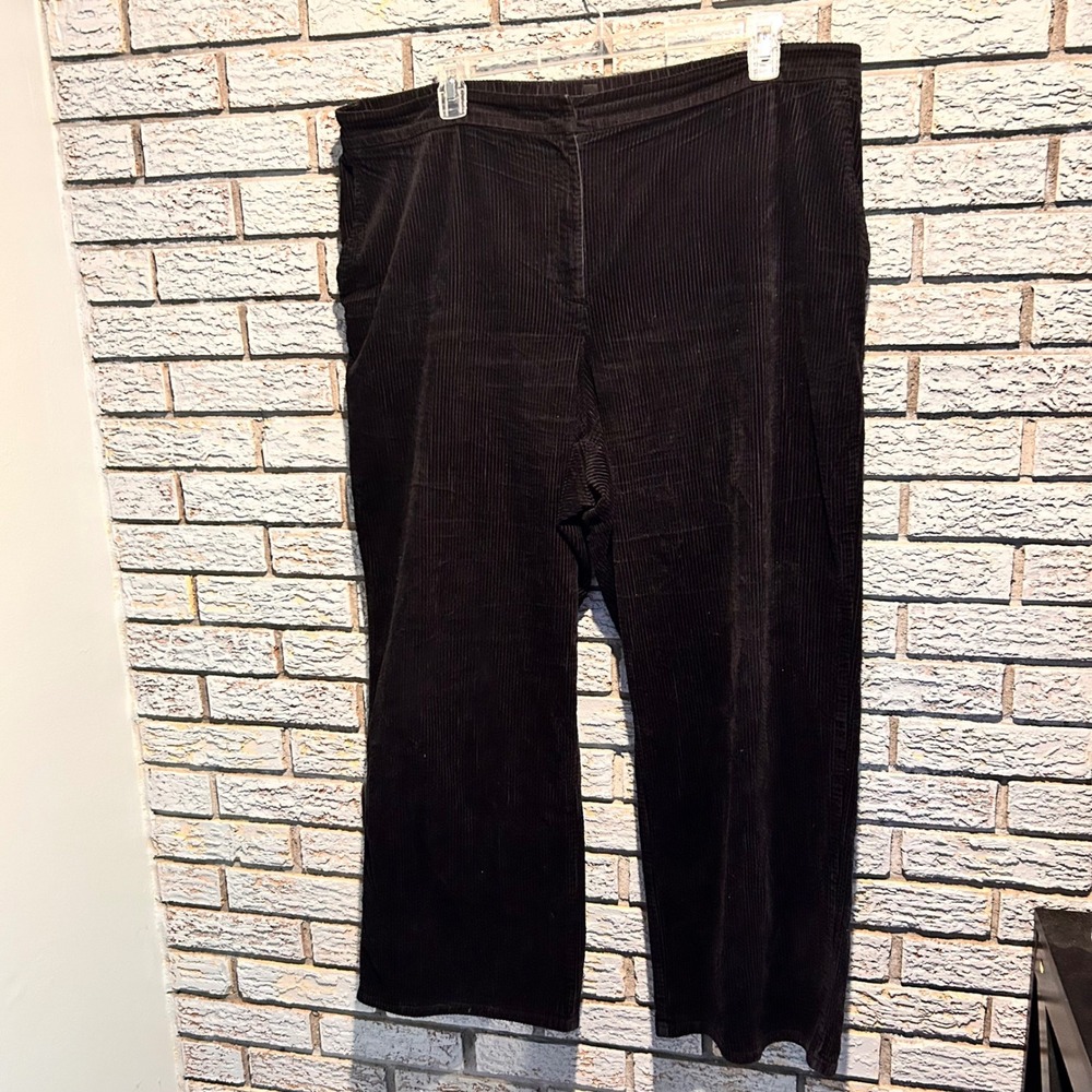 Eileen Fisher Black Corduroy Wide Wale Straight Leg Pants Women 2X Plus Size